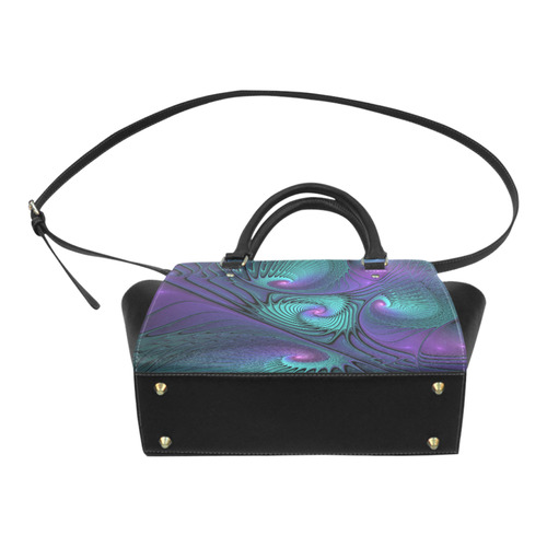 Purple meets Turquoise modern abstract Fractal Art Classic Shoulder Handbag (Model 1653)