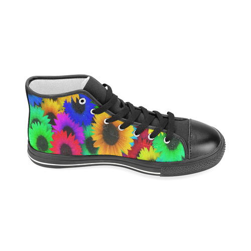 Neon Rainbow Pop Sunflowers Men’s Classic High Top Canvas Shoes (Model 017)