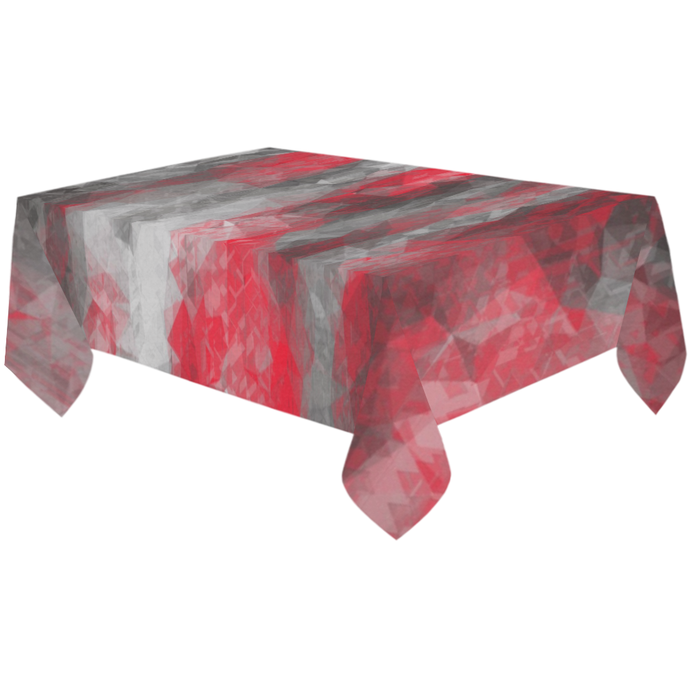 psychedelic geometric polygon shape pattern abstract in red and black Cotton Linen Tablecloth 60"x120"