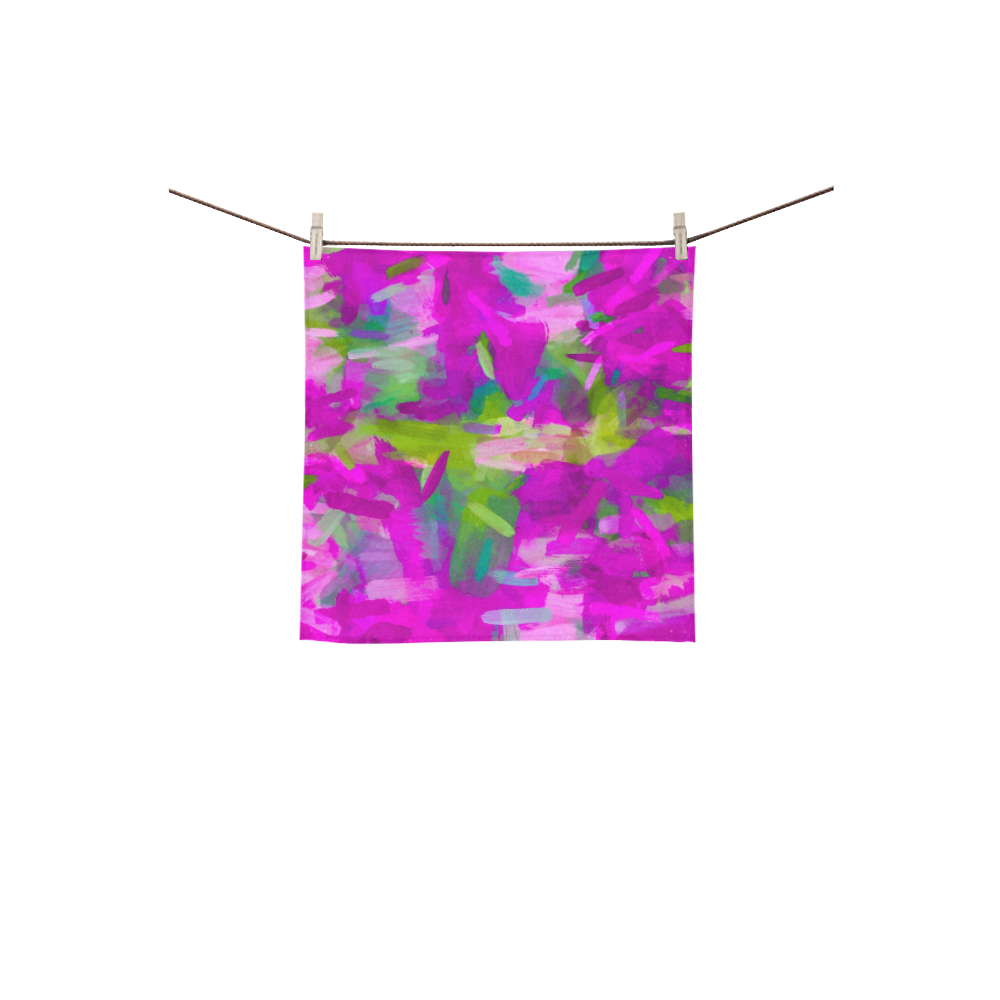 splash painting abstract texture in purple pink green Square Towel 13“x13”
