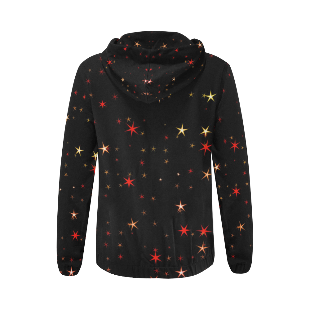 Awesome allover Stars 02B by FeelGood All Over Print Full Zip Hoodie for Women (Model H14)