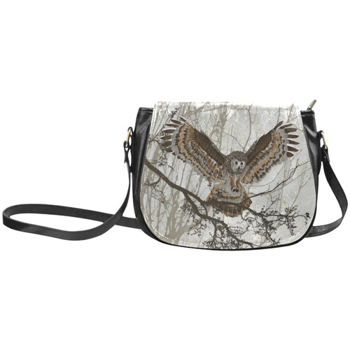 OWL ON BRANCH Classic Saddle Bag/Small (Model 1648)