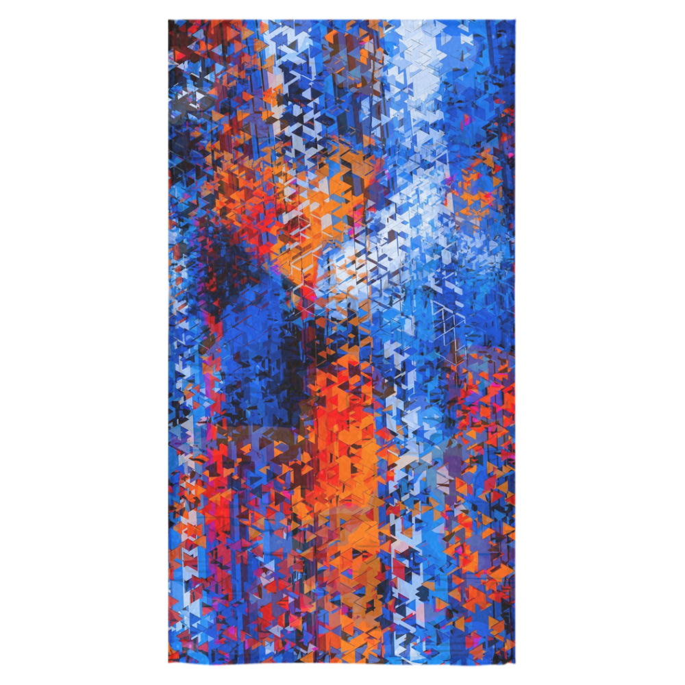psychedelic geometric polygon shape pattern abstract in blue red orange Bath Towel 30"x56"