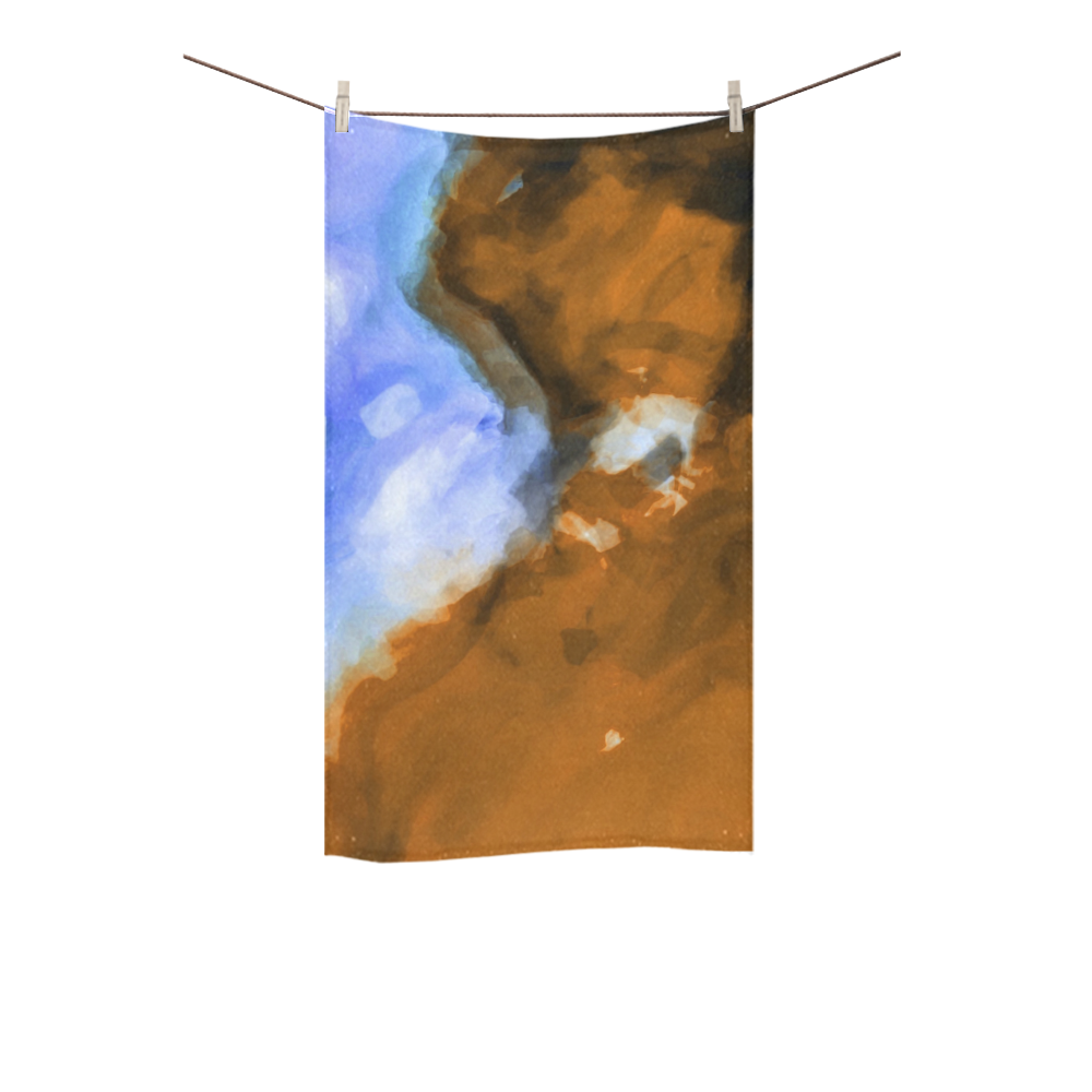 rusty psychedelic splash painting texture abstract background in blue and brown Custom Towel 16"x28"