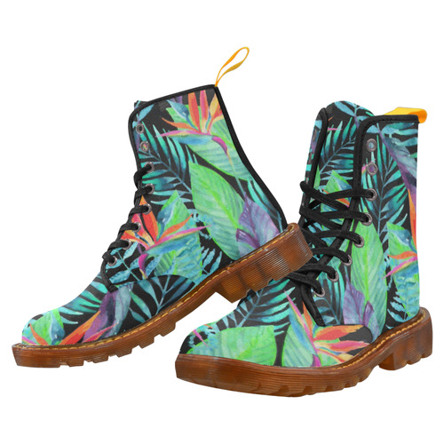 Tropical Bird of Paradise Floral Watercolor Martin Boots For Women Model 1203H
