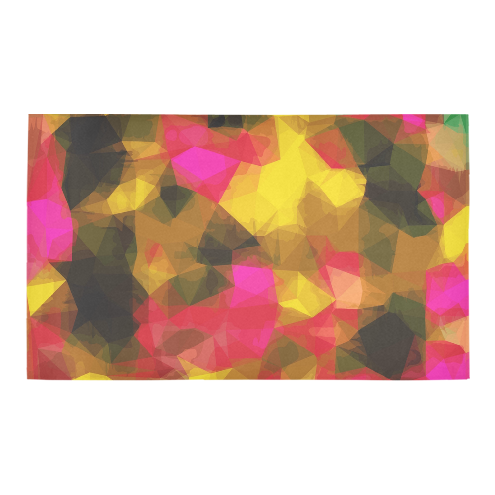 psychedelic geometric polygon shape pattern abstract in pink yellow green Azalea Doormat 30" x 18" (Sponge Material)