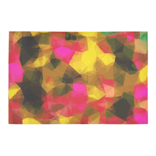 psychedelic geometric polygon shape pattern abstract in pink yellow green Azalea Doormat 24" x 16" (Sponge Material)