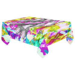 camouflage psychedelic splash painting abstract in pink blue yellow green purple Cotton Linen Tablecloth 60"x 104"