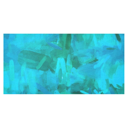 splash painting abstract texture in blue and green Cotton Linen Tablecloth 60"x120"