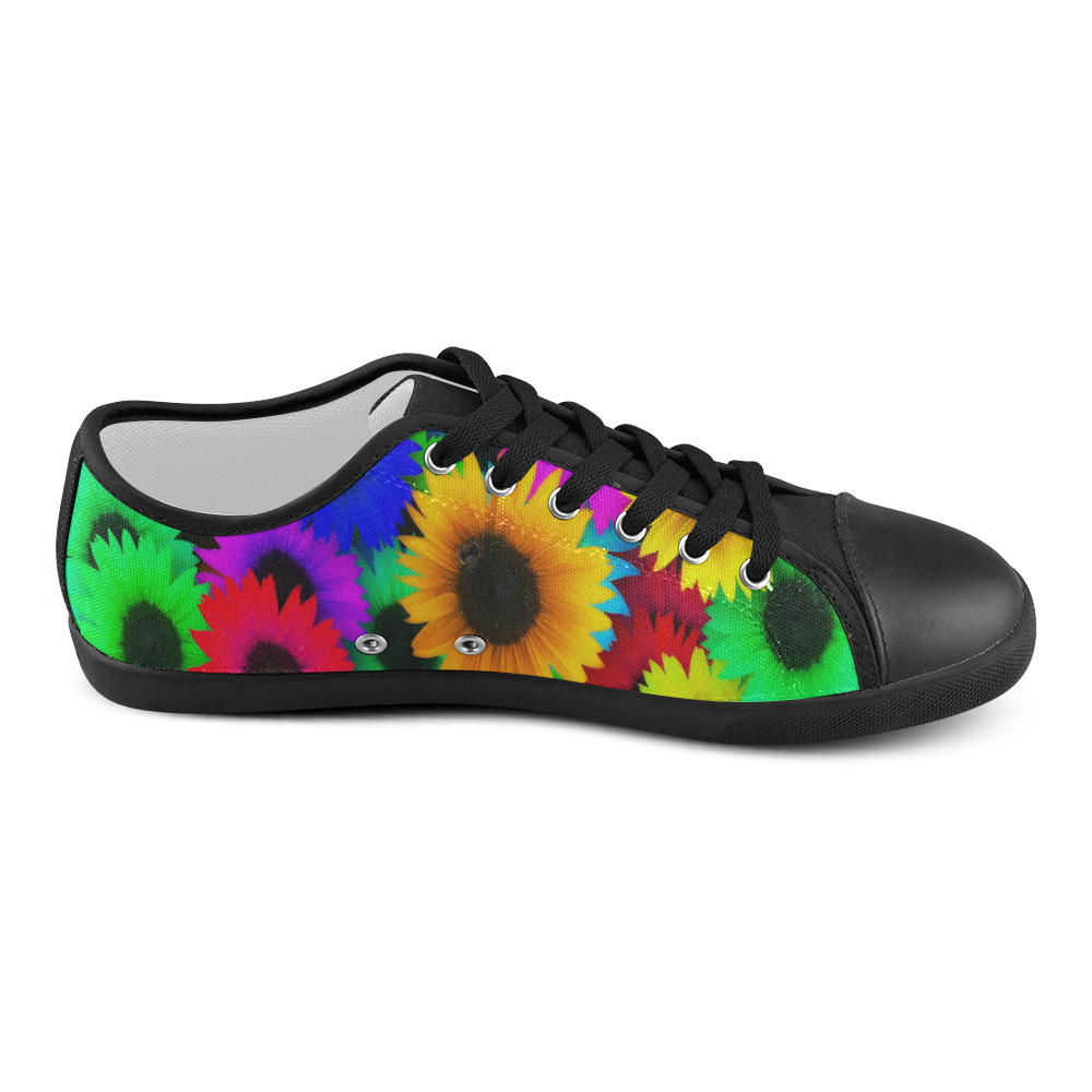 Neon Rainbow Pop Sunflowers Men's Canvas Shoes (Model 016)