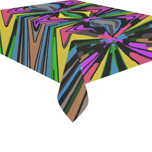 psychedelic geometric graffiti triangle pattern in pink green blue yellow and brown Cotton Linen Tablecloth 52"x 70"