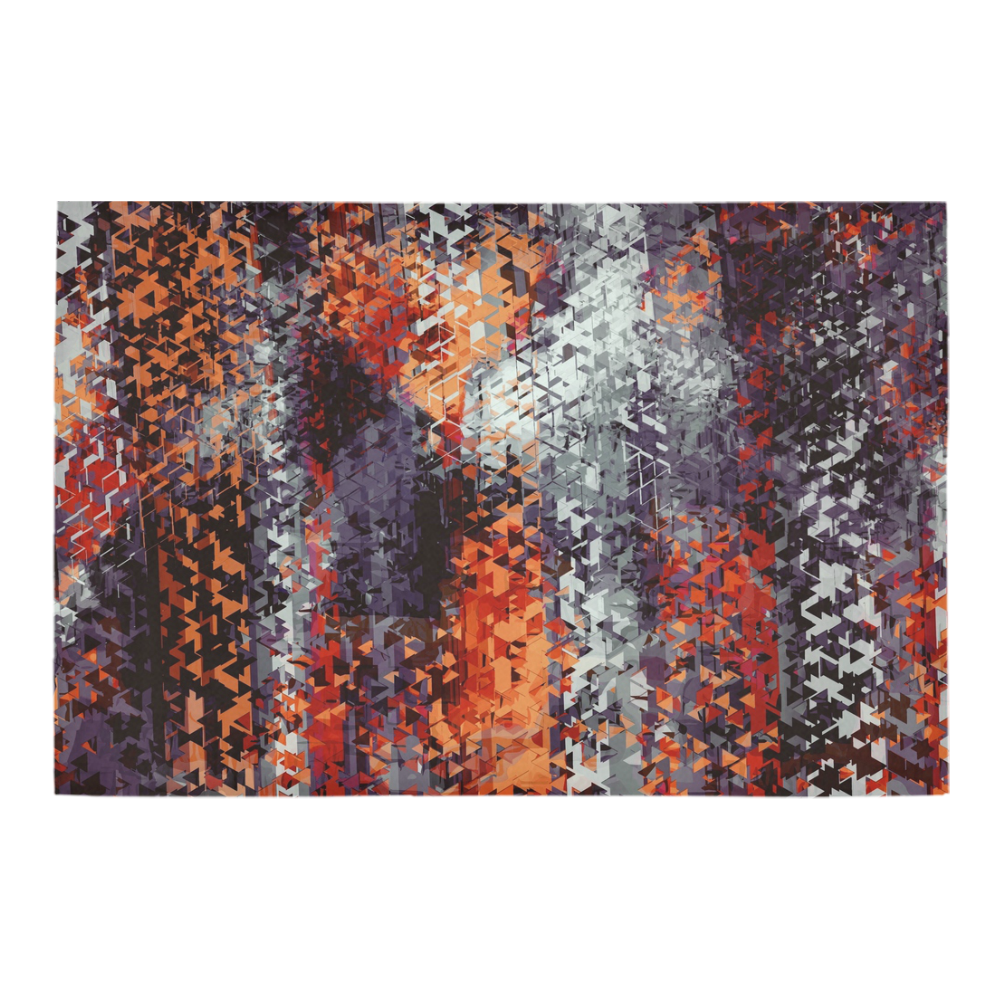 psychedelic geometric polygon shape pattern abstract in black orange brown red Azalea Doormat 24" x 16" (Sponge Material)