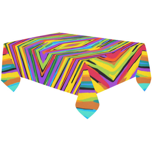 psychedelic geometric graffiti square pattern abstract in blue purple pink yellow green Cotton Linen Tablecloth 60"x120"