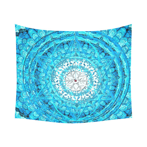 Protection from Jerusalem in blue Cotton Linen Wall Tapestry 60"x 51"
