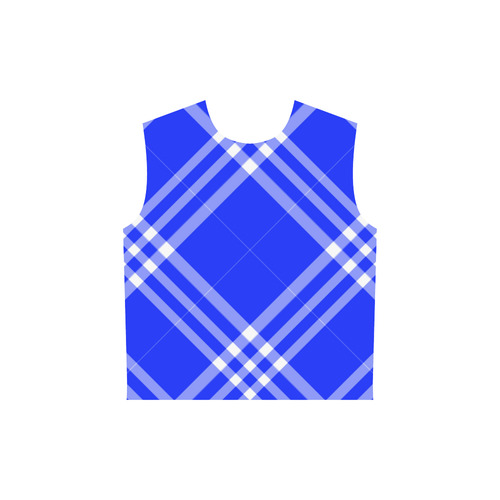 Blue and White Tartan Plaid All Over Print Sleeveless Hoodie for Women (Model H15)