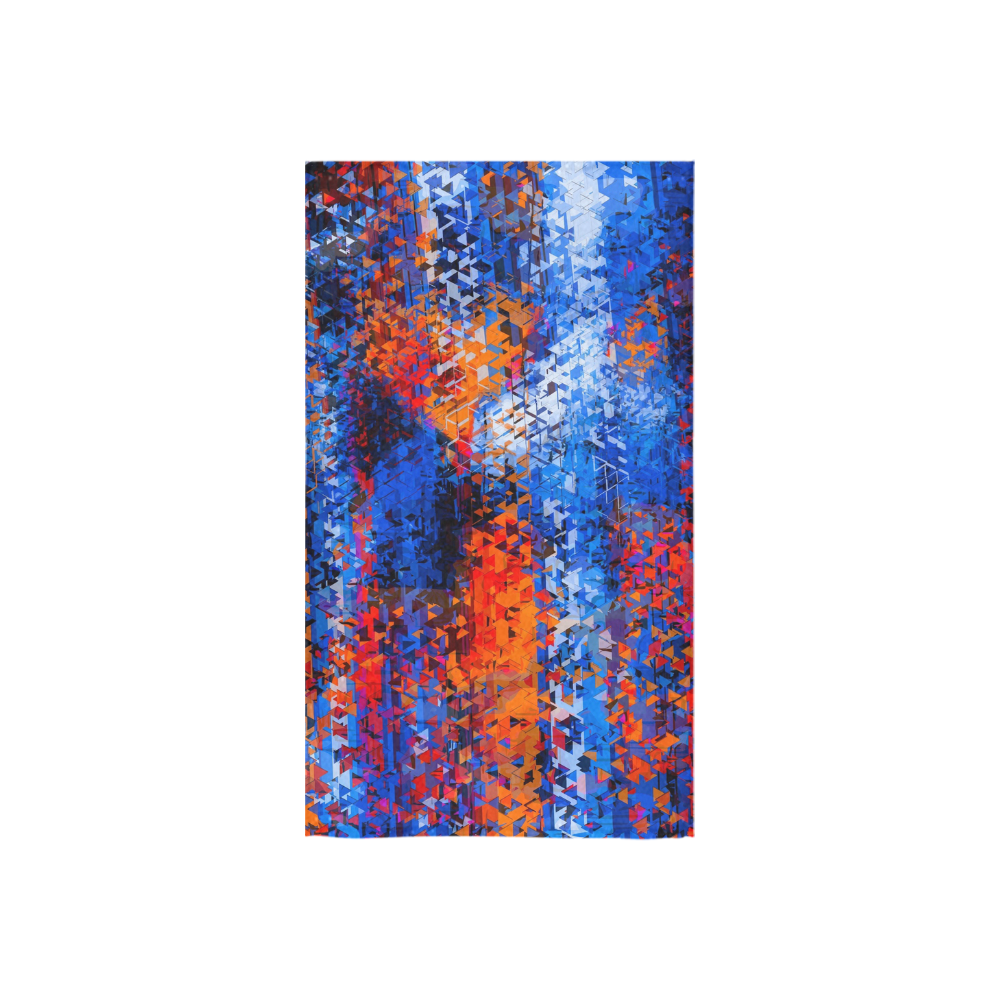 psychedelic geometric polygon shape pattern abstract in blue red orange Custom Towel 16"x28"