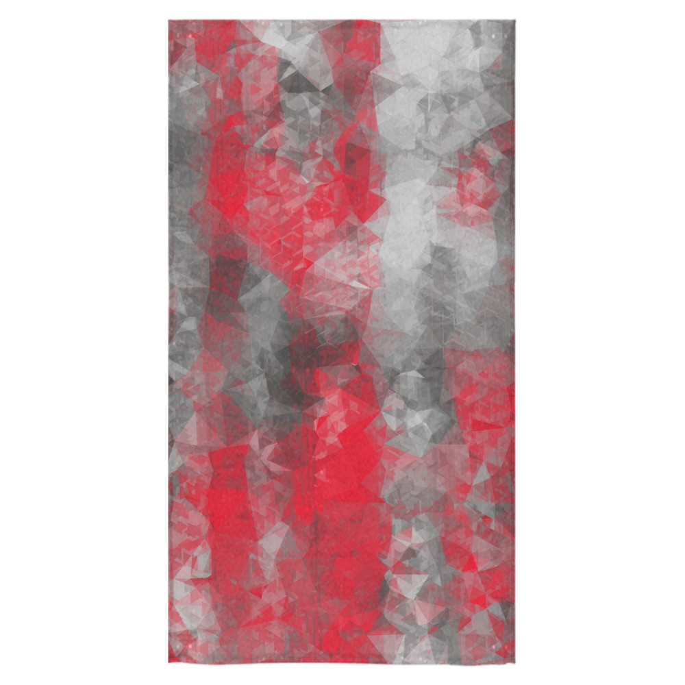 psychedelic geometric polygon shape pattern abstract in red and black Bath Towel 30"x56"