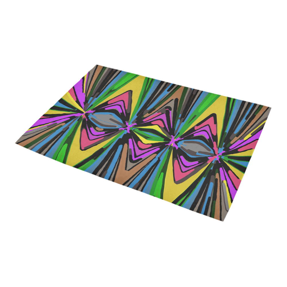 psychedelic geometric graffiti triangle pattern in pink green blue yellow and brown Azalea Doormat 24" x 16" (Sponge Material)