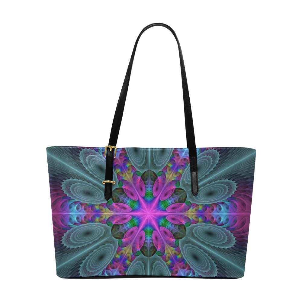 Mandala From Center Colorful Fractal Art With Pink Euramerican Tote Bag ...