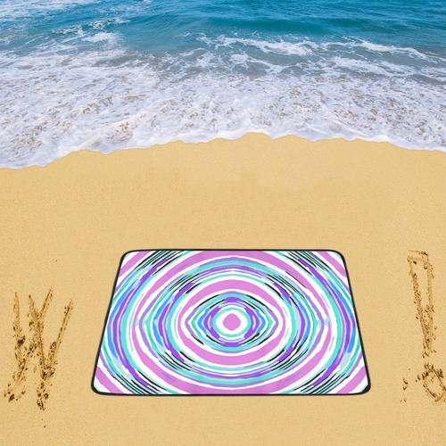 psychedelic graffiti circle pattern abstract in pink blue purple Beach Mat 78"x 60"