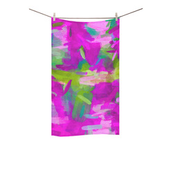 splash painting abstract texture in purple pink green Custom Towel 16"x28"