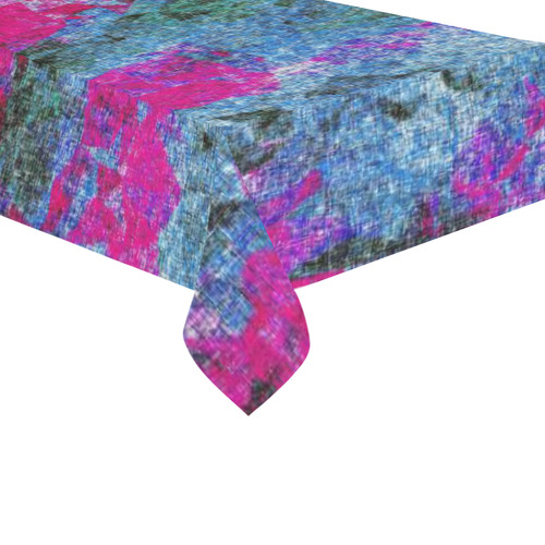 vintage psychedelic painting texture abstract in pink and blue with noise and grain Cotton Linen Tablecloth 60"x120"
