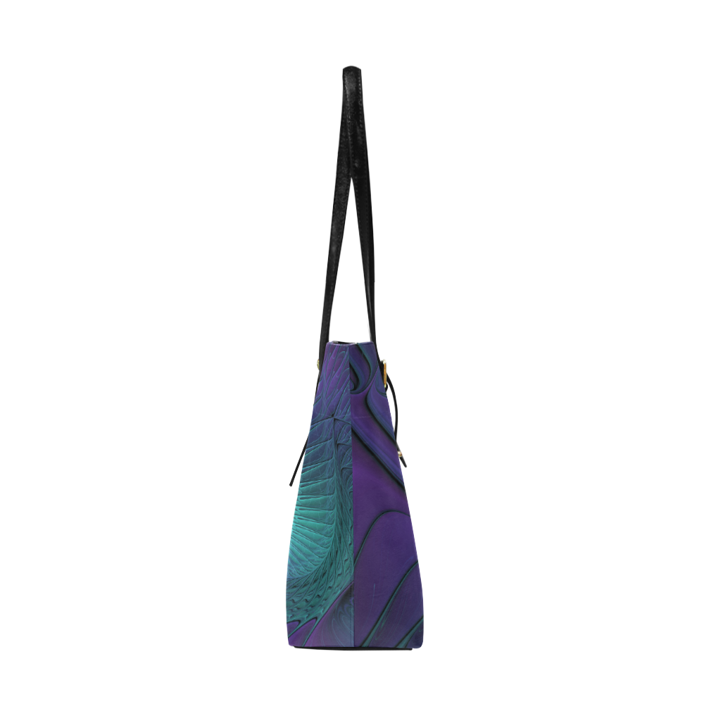 Purple meets Turquoise modern abstract Fractal Art Euramerican Tote Bag/Large (Model 1656)