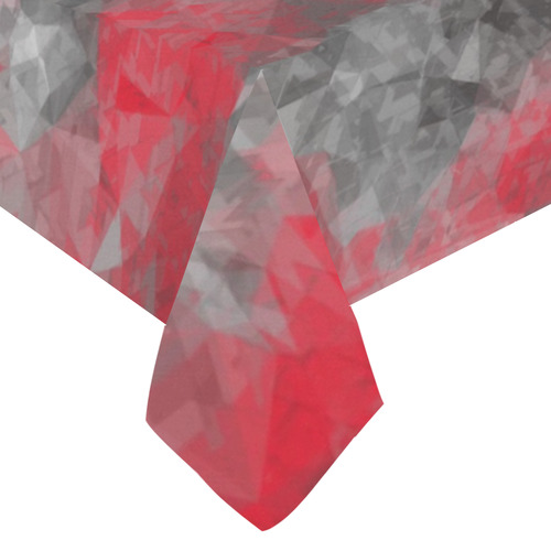 psychedelic geometric polygon shape pattern abstract in red and black Cotton Linen Tablecloth 60"x120"