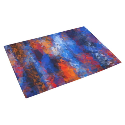 psychedelic geometric polygon shape pattern abstract in red orange blue Azalea Doormat 30" x 18" (Sponge Material)