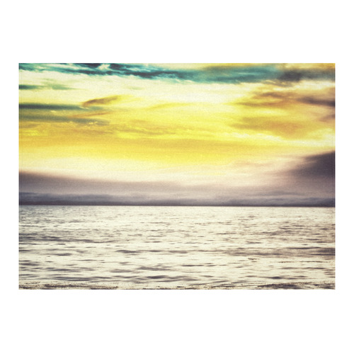 cloudy sunset sky with ocean view Cotton Linen Tablecloth 60"x 84"