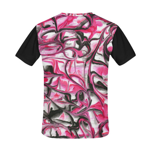 Pink and Black Cyclone All Over Print T-Shirt for Men (USA Size) (Model T40)