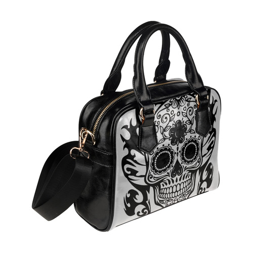 FLOWER SKULL TRIBAL Shoulder Handbag (Model 1634)