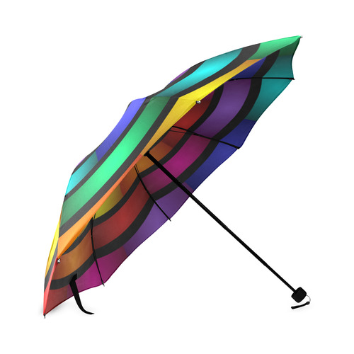 Round Psychedelic Colorful Modern Fractal Graphic Foldable Umbrella (Model U01)