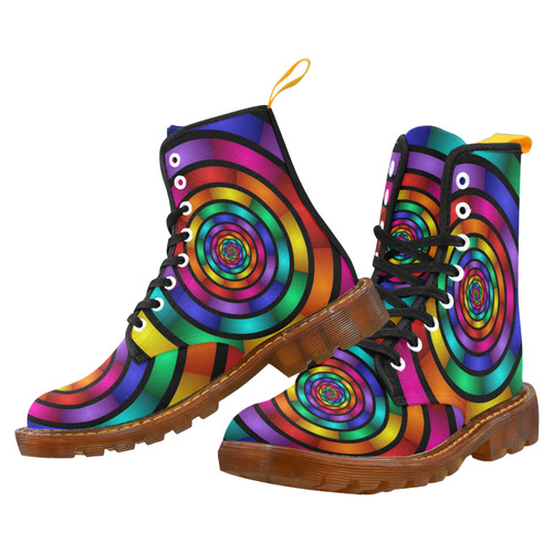 Round Psychedelic Colorful Modern Fractal Graphic Martin Boots For Men Model 1203H