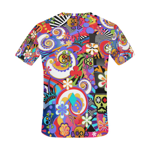 FUN Sugar Skull Pop Art Colorful Shirt All Over Print T-Shirt for Men (USA Size) (Model T40)