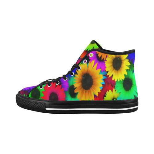 Neon Rainbow Pop Sunflowers Vancouver H Men's Canvas Shoes (1013-1)