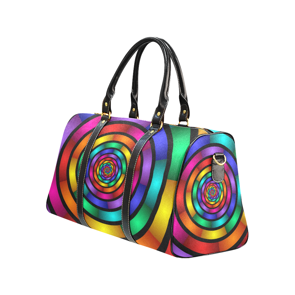 Round Psychedelic Colorful Modern Fractal Graphic New Waterproof Travel Bag/Large (Model 1639)