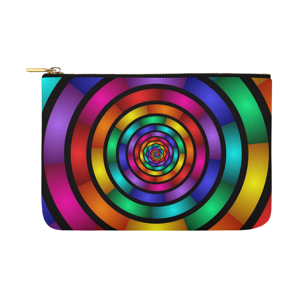 Round Psychedelic Colorful Modern Fractal Graphic Carry-All Pouch 12.5''x8.5''
