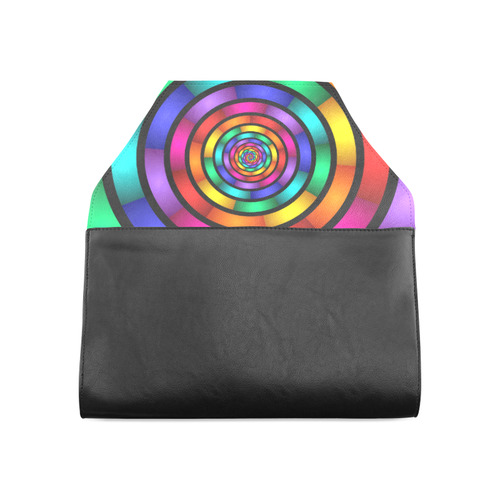 Round Psychedelic Colorful Modern Fractal Graphic Clutch Bag (Model 1630)