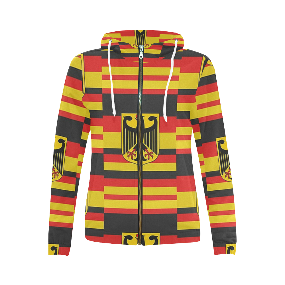 Federal Republic of Germany (tiled) All Over Print Full Zip Hoodie for Women (Model H14)