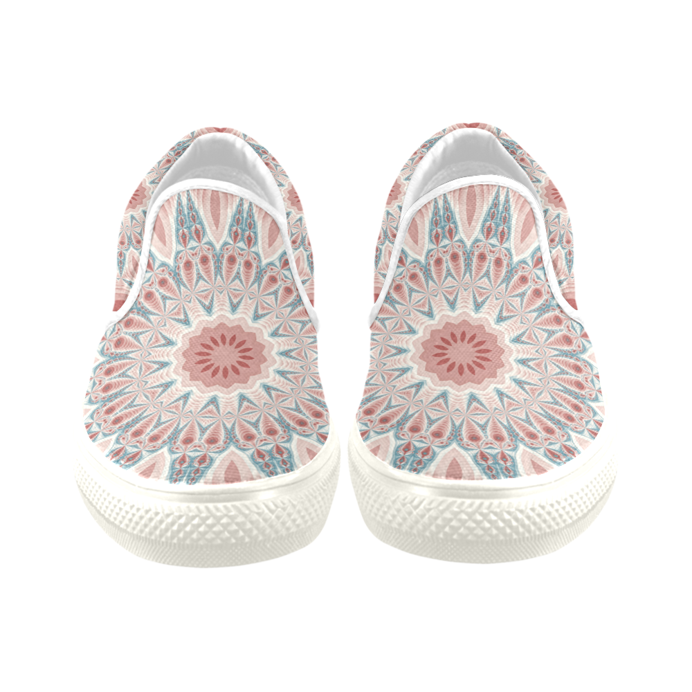Modern Kaleidoscope Mandala Fractal Art Graphic Slip-on Canvas Shoes for Kid (Model 019)