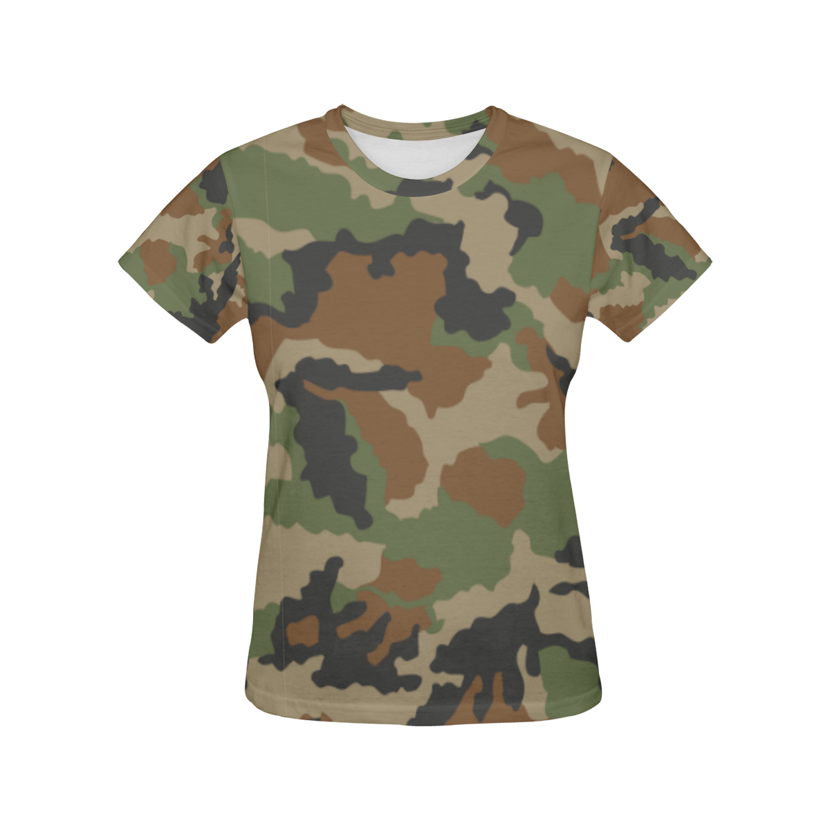 CAMOUFLAGE WOODLAND All Over Print T-Shirt for Women (USA Size) (Model T40)