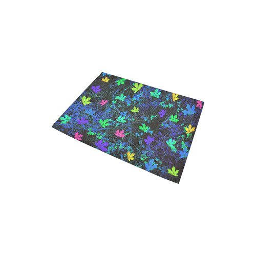 maple leaf in pink green purple blue yellow with blue creepers plants background Area Rug 2'7"x 1'8‘’