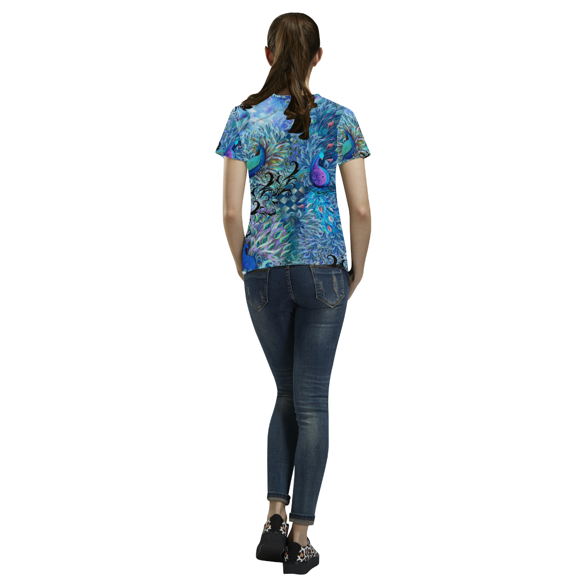 Peacock Colorful Print Shirt by Juleez All Over Print T-Shirt for Women (USA Size) (Model T40)