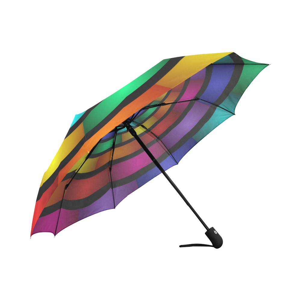 Round Psychedelic Colorful Modern Fractal Graphic Auto-Foldable Umbrella (Model U04)