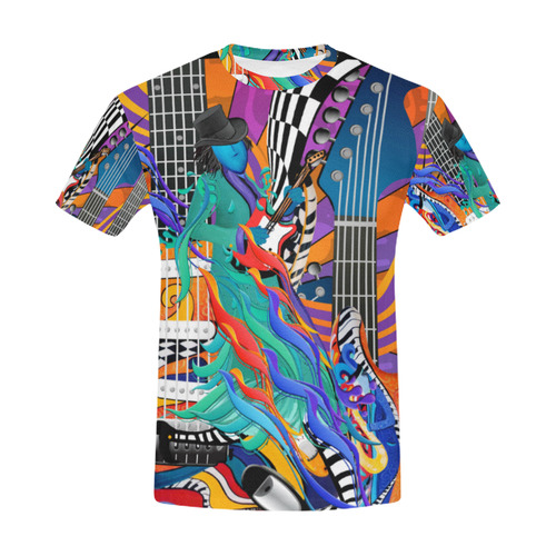 Men's HOT Guitar Print Colorful Shirt All Over Print T-Shirt for Men (USA Size) (Model T40)