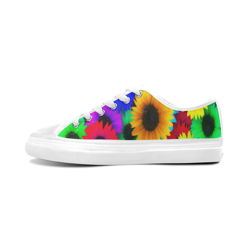 Neon Rainbow Pop Sunflowers Women's Canvas Zipper Shoes/Large Size (Model 001)