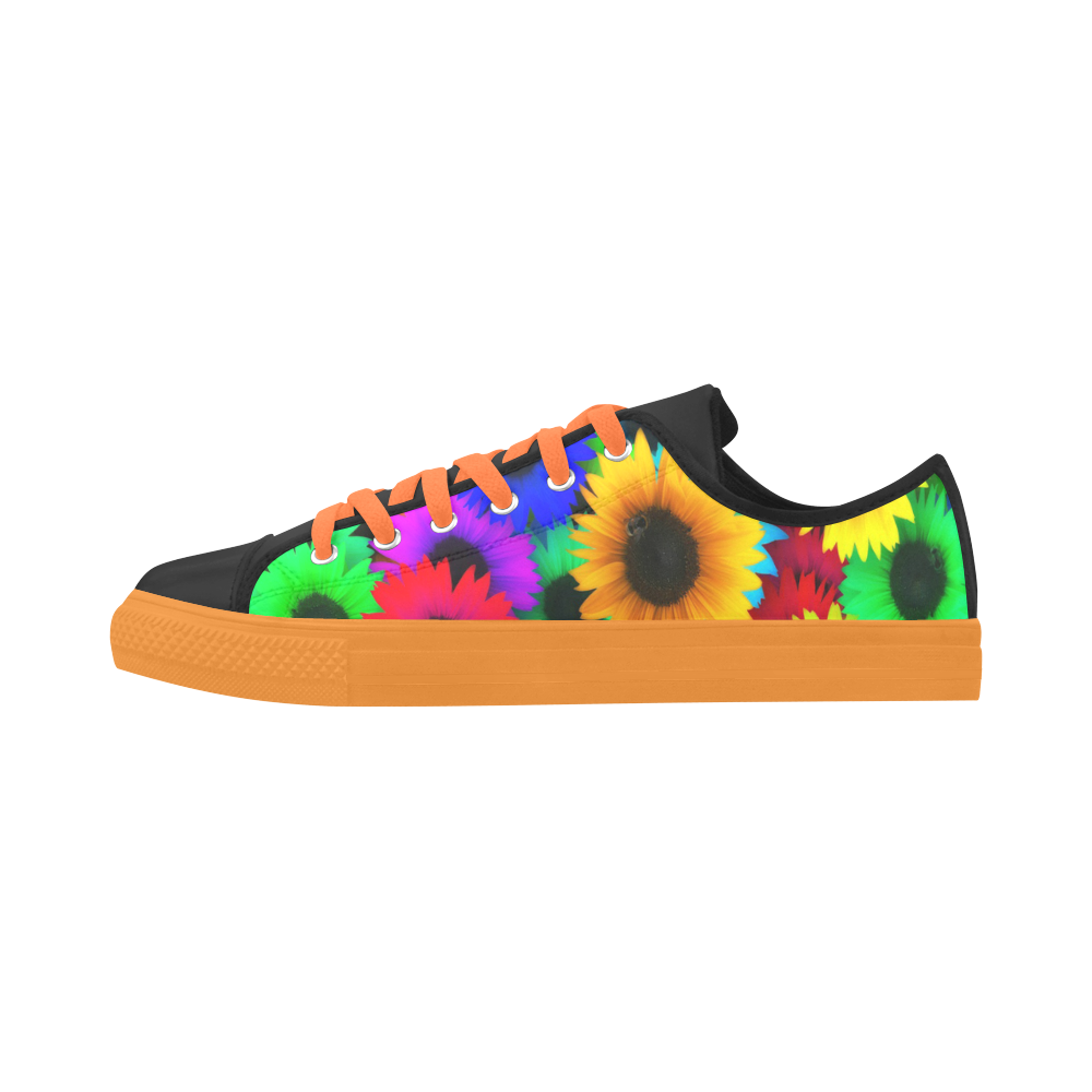 Neon Rainbow Pop Sunflowers Aquila Microfiber Leather Women's Shoes/Large Size (Model 031)