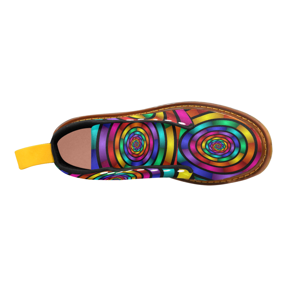 Round Psychedelic Colorful Modern Fractal Graphic Martin Boots For Women Model 1203H