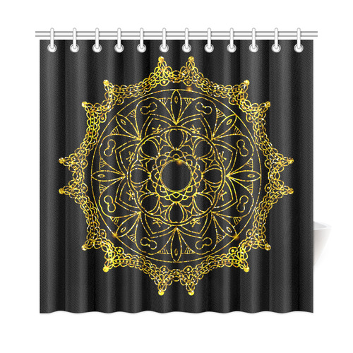 Gold Floral Mandala Shower Curtain 72"x72"